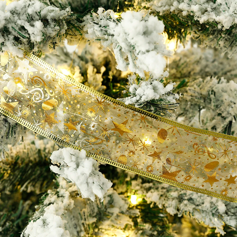 Christmas Decoration LED Ribbon Lights Christmas Tree Ornaments DIY Lace Bows String Lights Navidad Home Decors New Year 2023