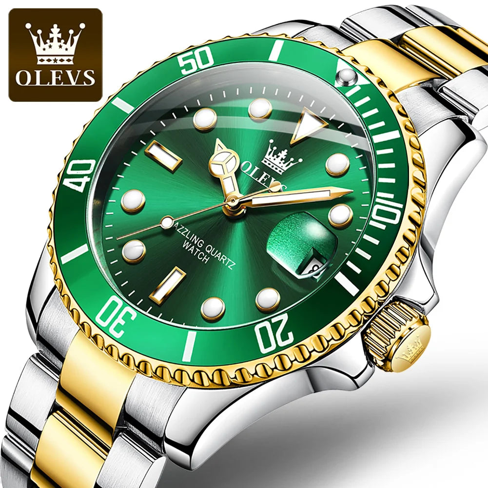 Fashion Business Men WristWatch OLEVS Brand 5885 Stainless Steel Strap Quartz Waterproof Analog Watch for Men