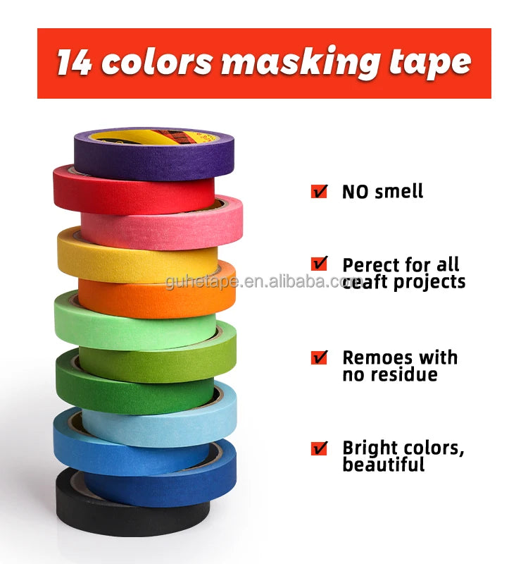 Premium Multi-Surface Wall Paint Masking Master Colored Painters Heat-Resistant Artist Paper Tape Supplies for Home Improvement