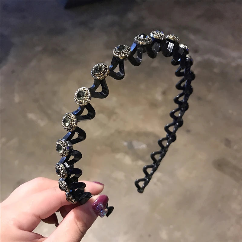 Non-Slip Rhinestone Hairbands Elastic Flower Fashion Pearl Women Hair Hoop Bands Headband Bezel Girls Hair Accessories Headdress