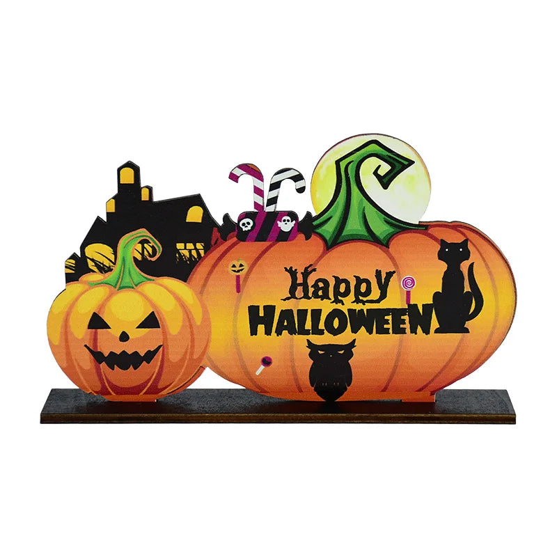 Halloween Wooden Ornaments Pumpkin Ghost Trick or Treat Pendants Halloween Party Decoration for Home Door Hanging Signs Kids Toy