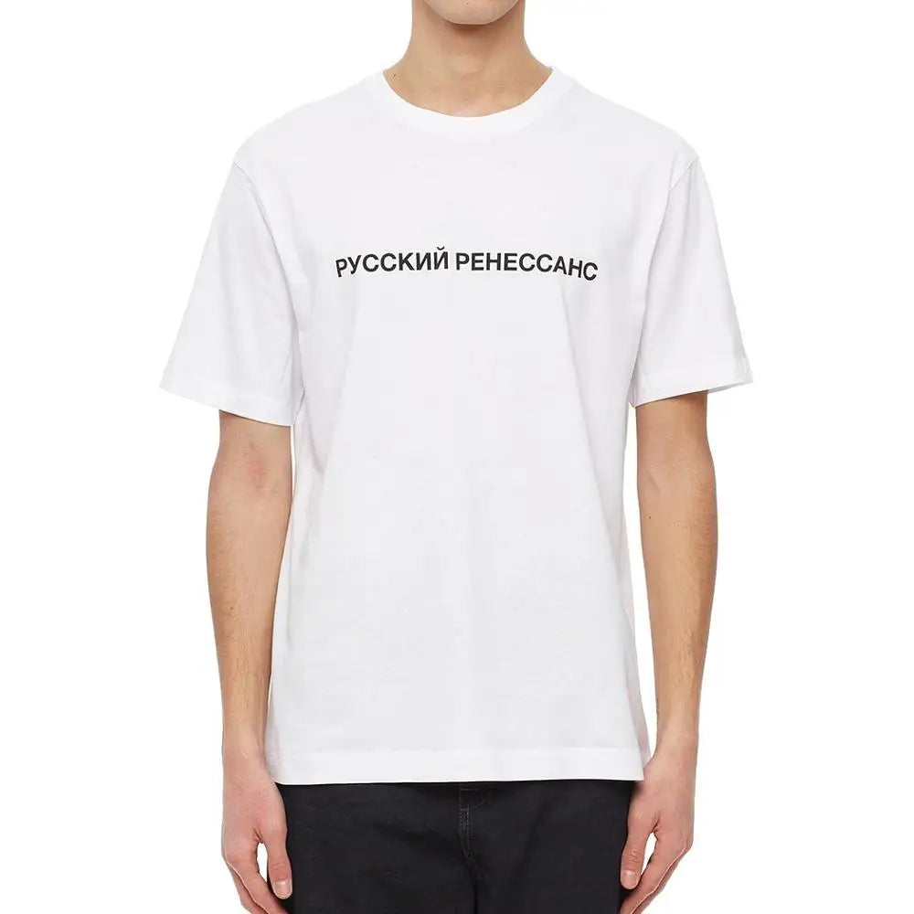 Mens T Shirts 100% Cotton Russian Renaissance Print Fashion Unisex Tshirt Tops Womens T-shirts Gosha Rubchinskiy White T Black T