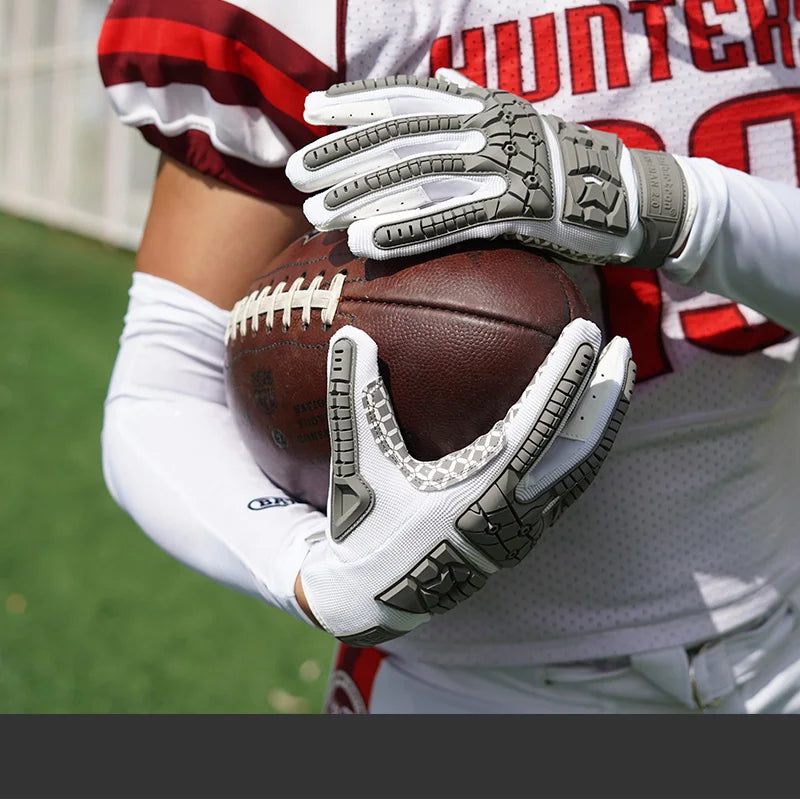 Seibertron M.S.Z.Q-3 Lineman Gloves for Adults Padded Palm Flexible TPR Back Hand Football Receiver Impact Protection Adult