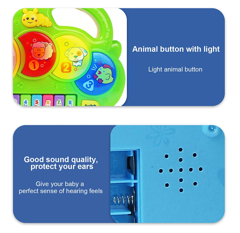 Kid Cartoon Piano Keyboard Game Electronic Multifunctional Toy Animal Sound Flashing Light Baby Instrument Educational Toys Gift