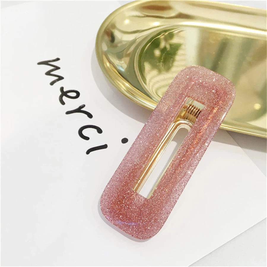 Big Hair Accessories Women Head Pins Fashion Jewelry Water Drop Rectangle Acrylic Hair Clip Barrettes Headwear for Girls 2019