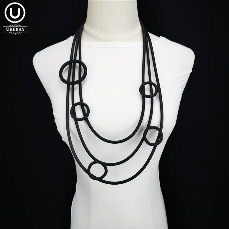UKEBAY New Women Jewelry Set Ladies Fashion Rubber Necklace And Bracelets Handmade Necklaces Gothic High Street Jewellery Sets