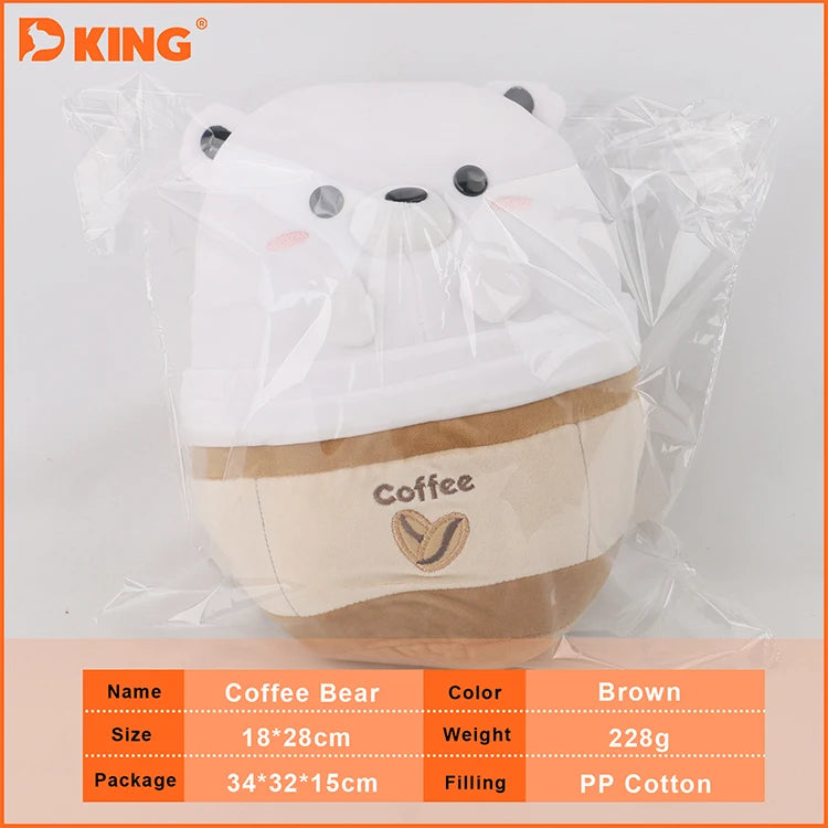 D KING Manufacturer's Cute Coffee Bear Toys Super Soft Plush Stuffed Animal Design with PP Cotton Filling