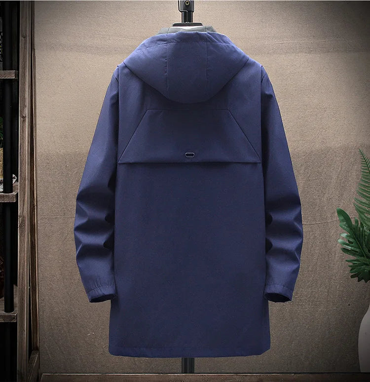 New Mens Casual Long Jackets Coats Hooded Streetwear Hip Hop Windbreaker Outwear Jacket Men Spring Autumn Mens Clothing 2025