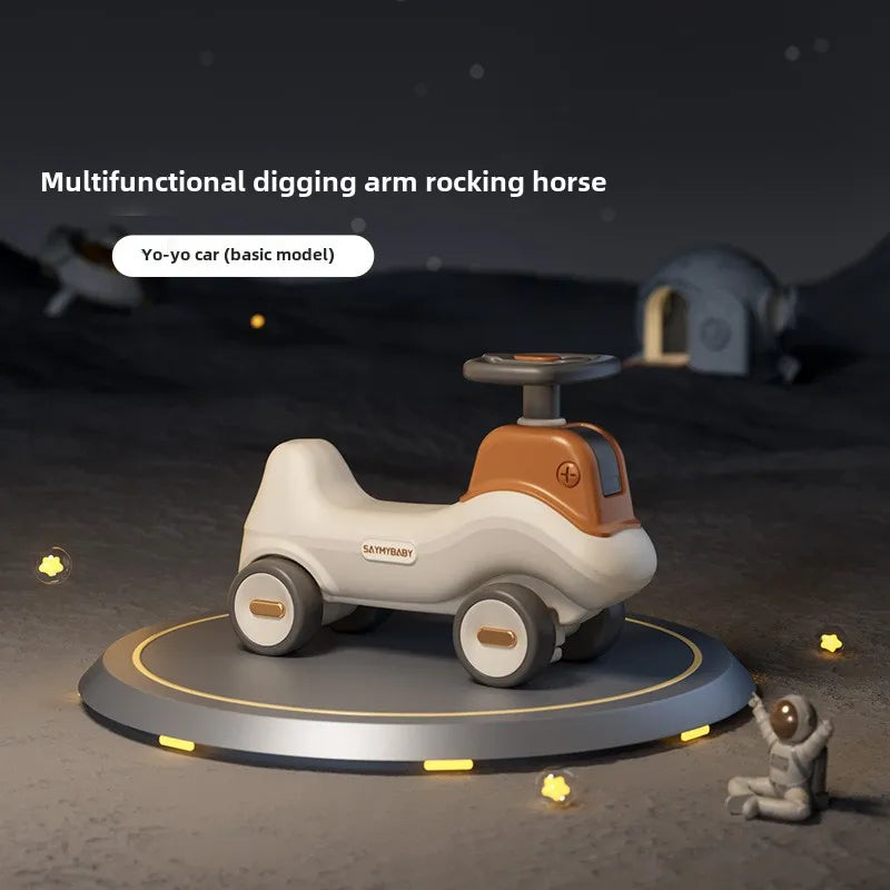 Four-in-One Multifunctional Ride-On Toy for Kids Excavator Rocking Horse Baby Yo-Yo Car with Battery Power Unisex Plastic Toy