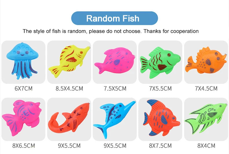 Kids' Fishing Toy Set Play Water Toys for Baby Magnetic Rod and Fish with Inflatable Pool Outdoor Sport Toys for Children