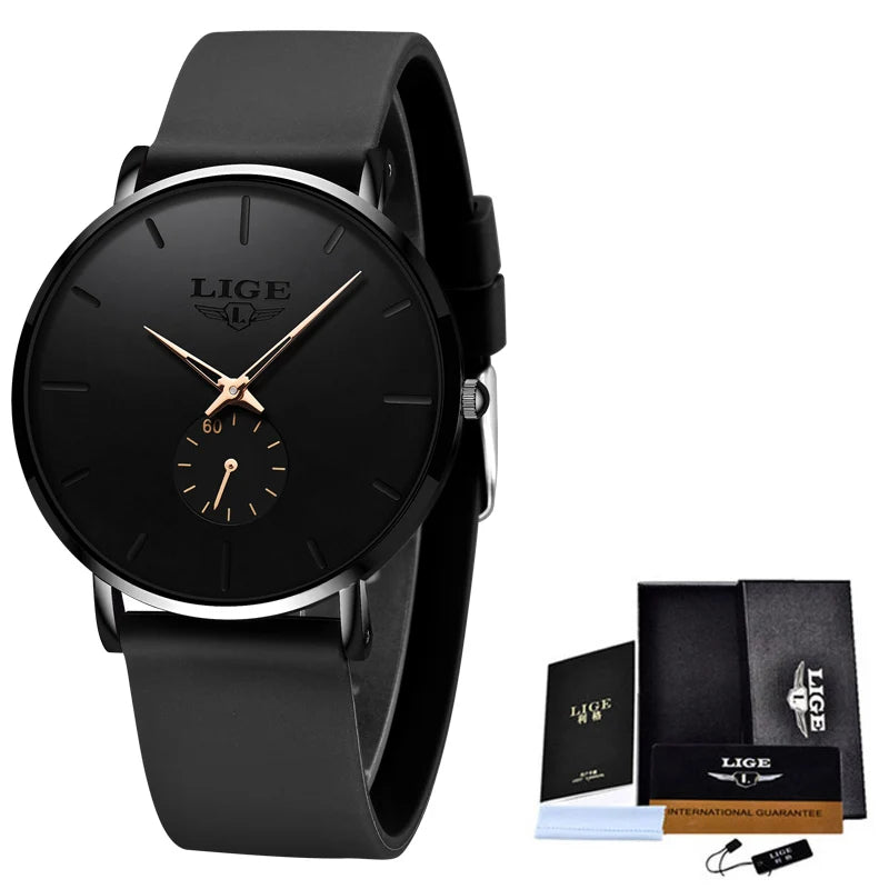 LIGE LG10006 Brand Fashion Men's Watches Factory Luxury Waterproof Simple Ultra-Thin Watches Sport Clock Wrist Quartz Watch Men