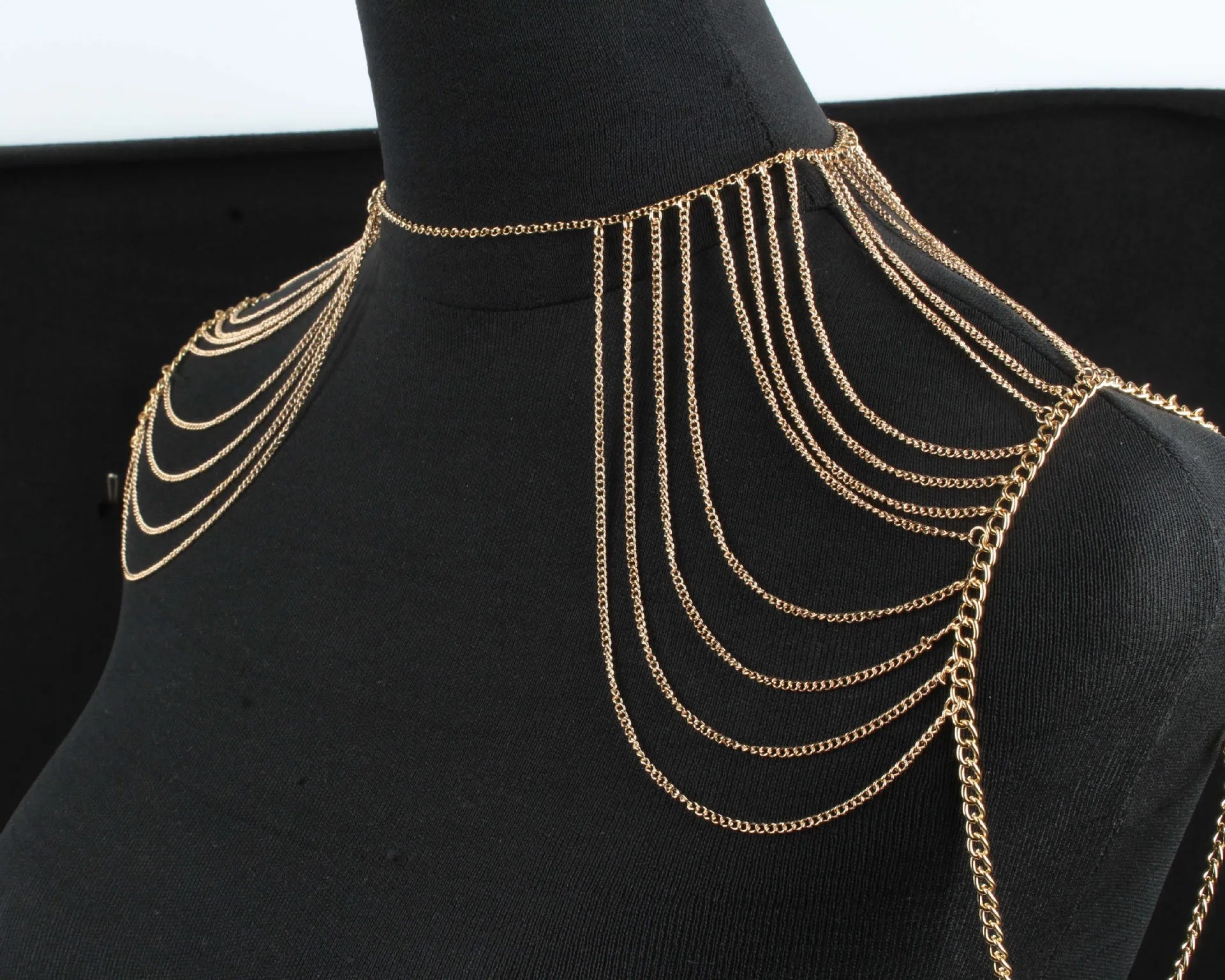 2021 new fashion body with two shoulder jewellery women's shoulder chain Wedding Neckalce jewellery golden necklace body jewelry