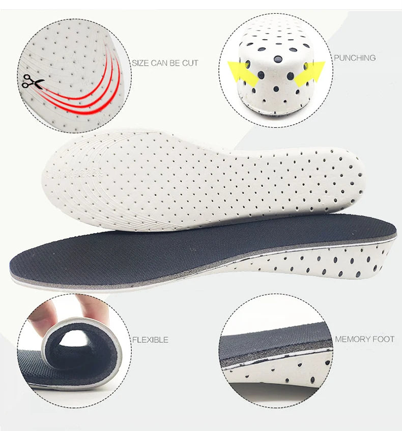 Height Increase Insole 1 Pair Hard Breathable Memory Foam Heel Lifting Inserts Shoe Lifts Shoe Pads Elevator Insoles for Unisex