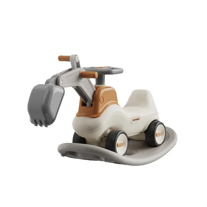 Four-in-One Multifunctional Ride-On Toy for Kids Excavator Rocking Horse Baby Yo-Yo Car with Battery Power Unisex Plastic Toy