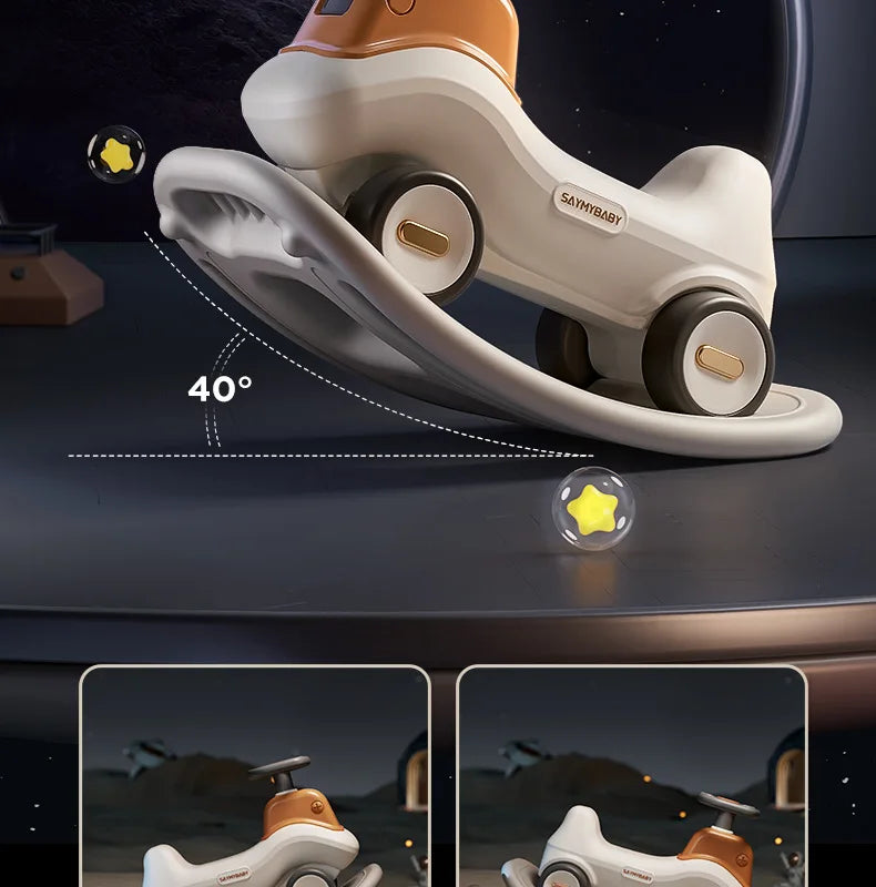 Four-in-One Multifunctional Ride-On Toy for Kids Excavator Rocking Horse Baby Yo-Yo Car with Battery Power Unisex Plastic Toy