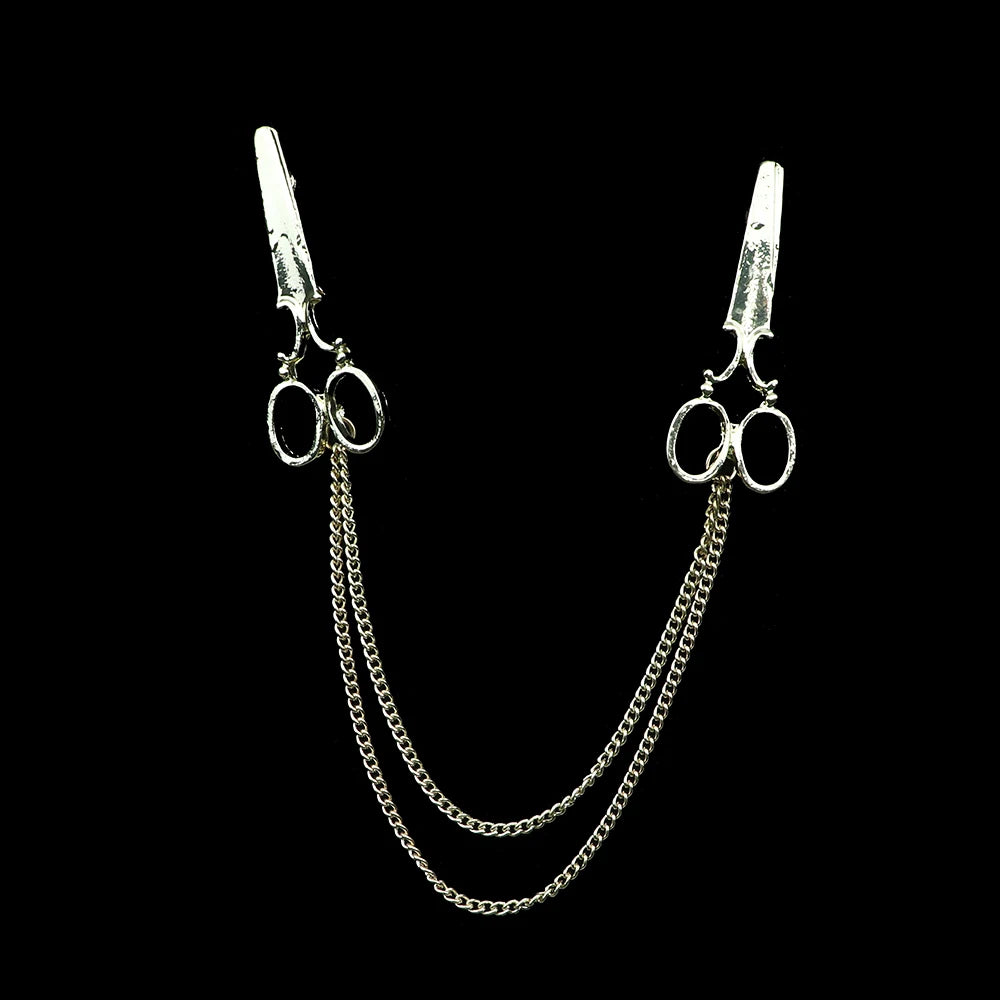 Man Brooch Cross Suit Tassel Chain Lapel Pin Suit Shirt Collar Brooch Badge Retro Pins Wedding Party Dance Neckwear Accessories