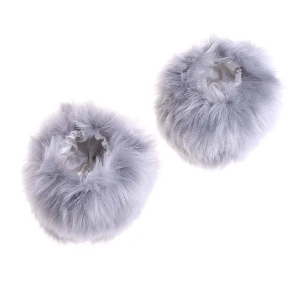 1 Pair Winter Warm Women Arm Warmer Faux Fur Soft Elastic Wrist Slap On Cuffs Arm Warmer Plush Thicken Accessories Gray White