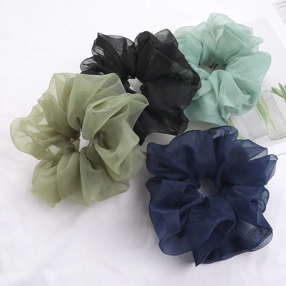 2020Korean Big Size Organza Hair Scrunchies For Women Elastic Hair Bands Girl Headwear Ponytail Holder Hair Tie Hair Accessories