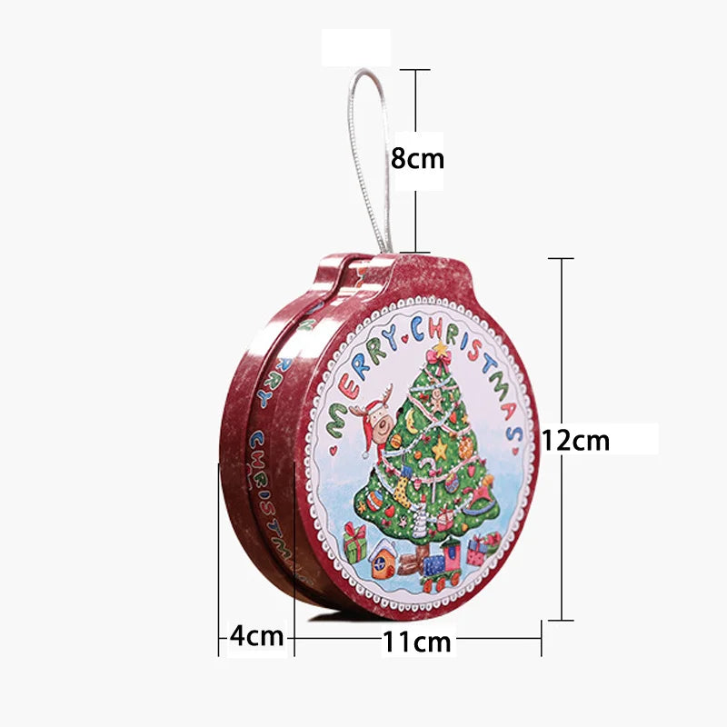 Christmas Candy Gift Packaging Iron/Tin Box Sweet Jar Christmas Tree Hanging Ornament Party Handmade Cookies Decoration
