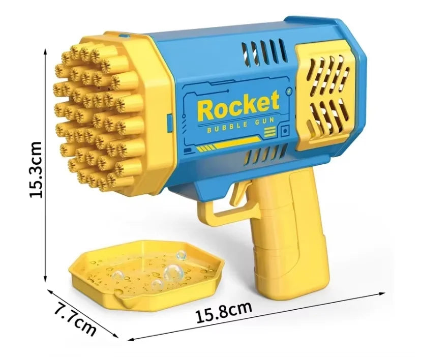 Unisex Summer Outdoor Electric 40 Holes Rocket Automatic Soap Bubble Gun Machine ABS Toy Educational for Kids Years Made Plastic