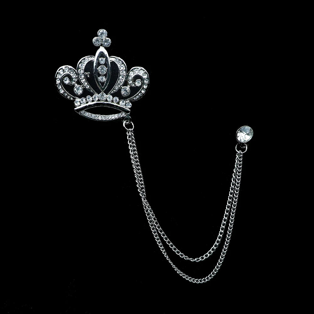 Man Brooch Cross Suit Tassel Chain Lapel Pin Suit Shirt Collar Brooch Badge Retro Pins Wedding Party Dance Neckwear Accessories