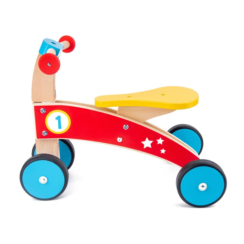 2021 Children's Wooden Balance Car Scooter Yoyo Car Four Wheel Balance Bike Solid Wood Beech Boys and Girls Baby Walkers Toys