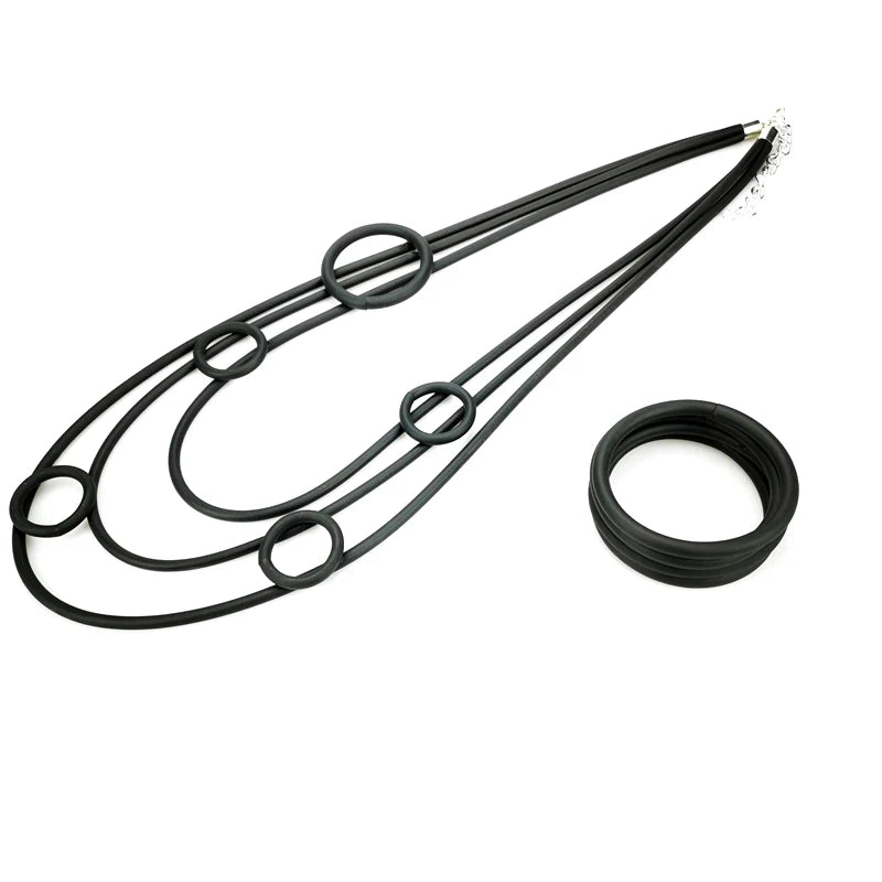 UKEBAY New Women Jewelry Set Ladies Fashion Rubber Necklace And Bracelets Handmade Necklaces Gothic High Street Jewellery Sets