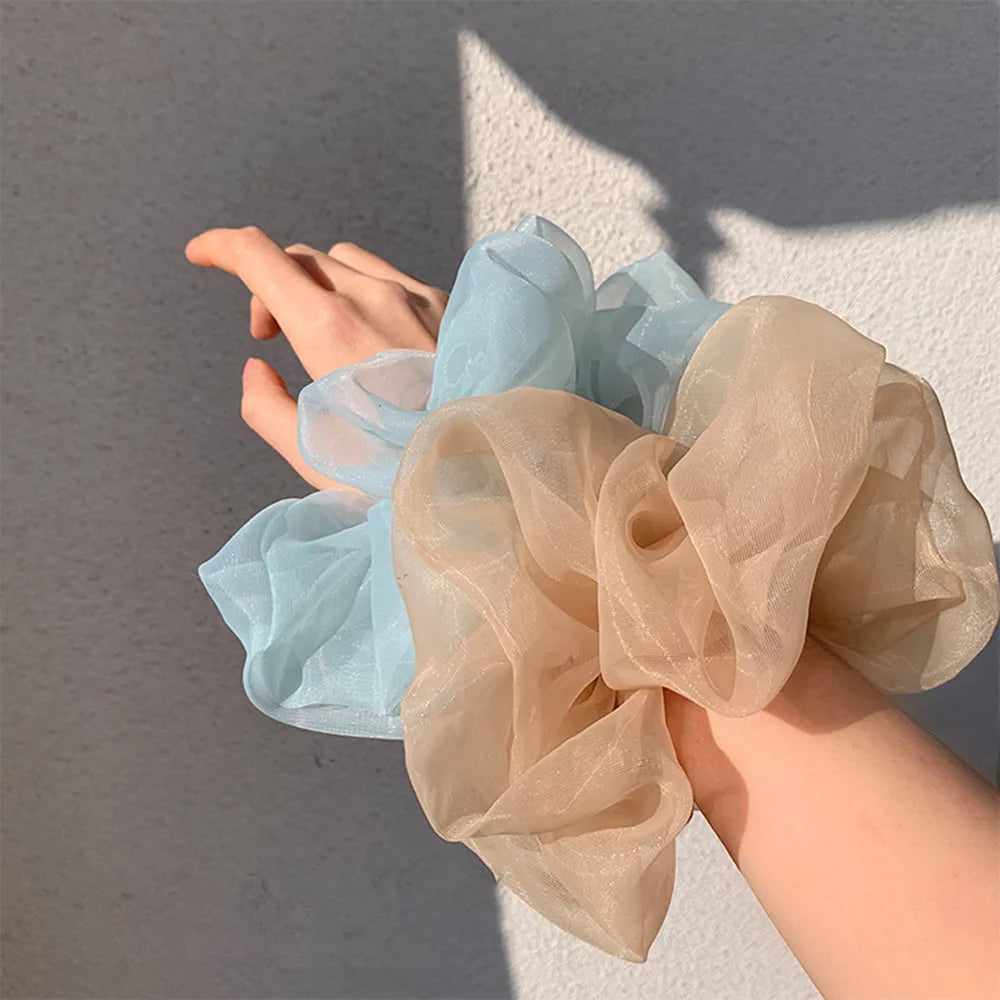 2020Korean Big Size Organza Hair Scrunchies For Women Elastic Hair Bands Girl Headwear Ponytail Holder Hair Tie Hair Accessories