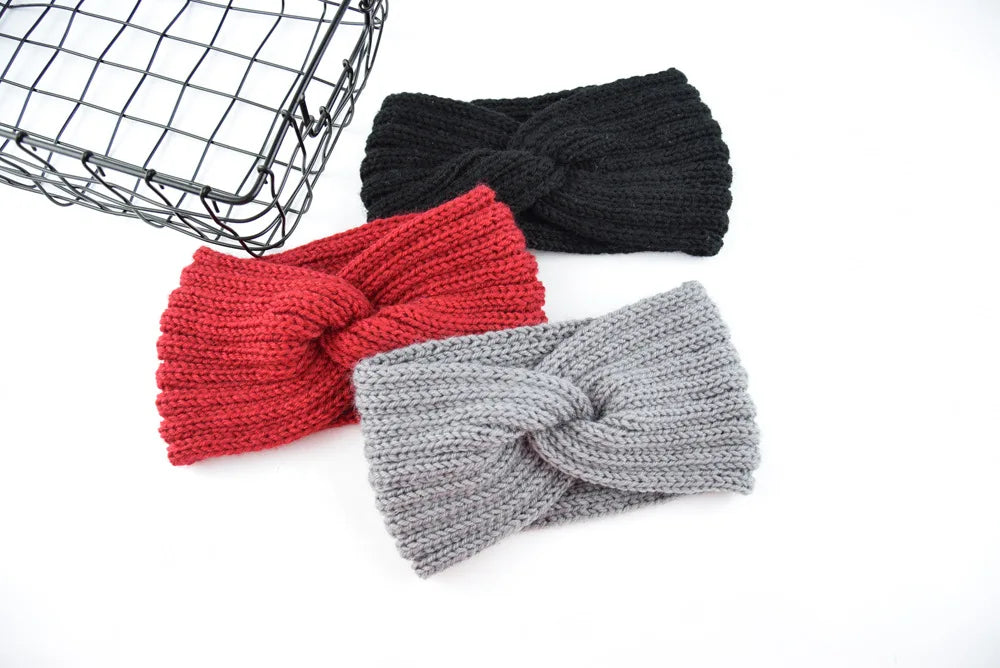 Winter Warm Knitted Knot Cross Headband for Women Girls Autumn Elastic Hair Holder Hair Band Solid Headwear Hair Accessories