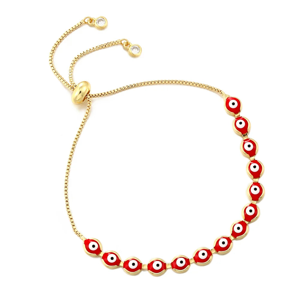Fashion Lucky Black White Red enamel Eyes Charm Bracelet Eye Beaded Bangle For Women Free Adjustment New Fashion Jewelry Gift
