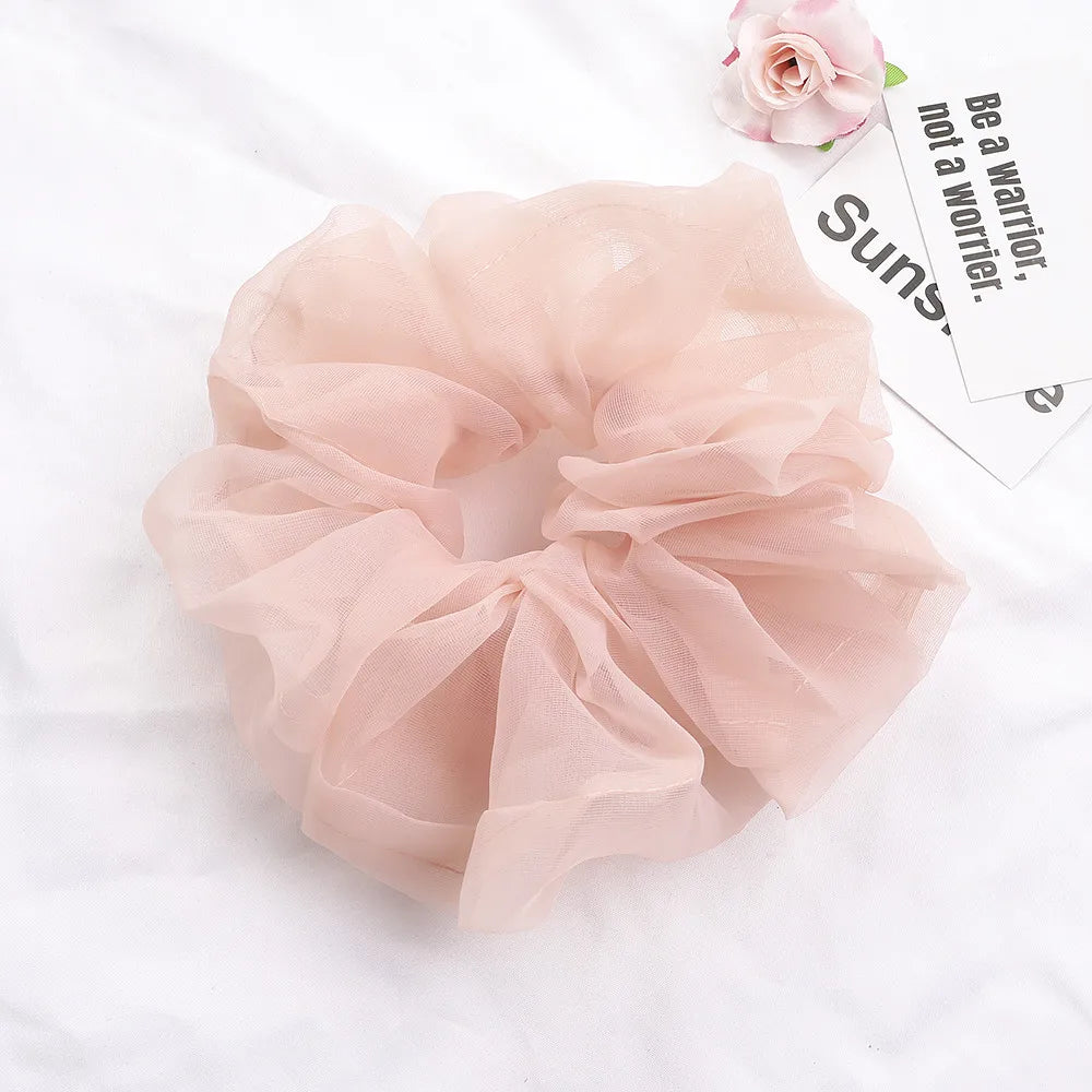2020Korean Big Size Organza Hair Scrunchies For Women Elastic Hair Bands Girl Headwear Ponytail Holder Hair Tie Hair Accessories