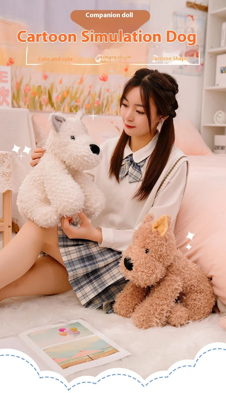 British West Highland Female Puppy Toy Original Scribbled Design Super Soft Plush Dog Doll Furry Scottish PP Stress Relief