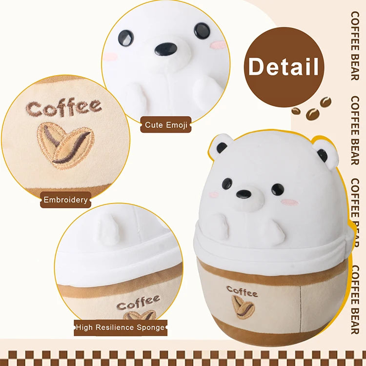 D KING Manufacturer's Cute Coffee Bear Toys Super Soft Plush Stuffed Animal Design with PP Cotton Filling