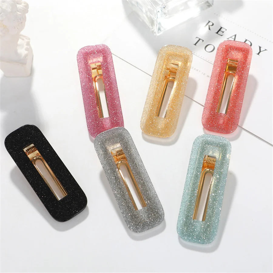 Big Hair Accessories Women Head Pins Fashion Jewelry Water Drop Rectangle Acrylic Hair Clip Barrettes Headwear for Girls 2019