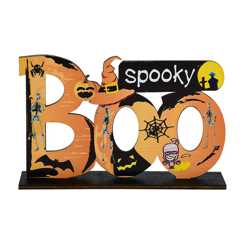 Halloween Wooden Ornaments Pumpkin Ghost Trick or Treat Pendants Halloween Party Decoration for Home Door Hanging Signs Kids Toy