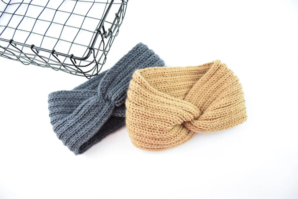 Winter Warm Knitted Knot Cross Headband for Women Girls Autumn Elastic Hair Holder Hair Band Solid Headwear Hair Accessories
