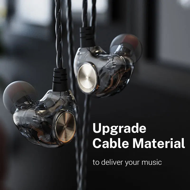 Wired Headphones with Microphone In Ear Monitor Earbuds Metal Bass HiFi Earphone Dual Drive Sport Noise Cancelling Headset