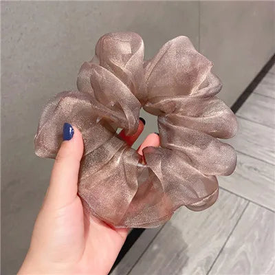 2020Korean Big Size Organza Hair Scrunchies For Women Elastic Hair Bands Girl Headwear Ponytail Holder Hair Tie Hair Accessories