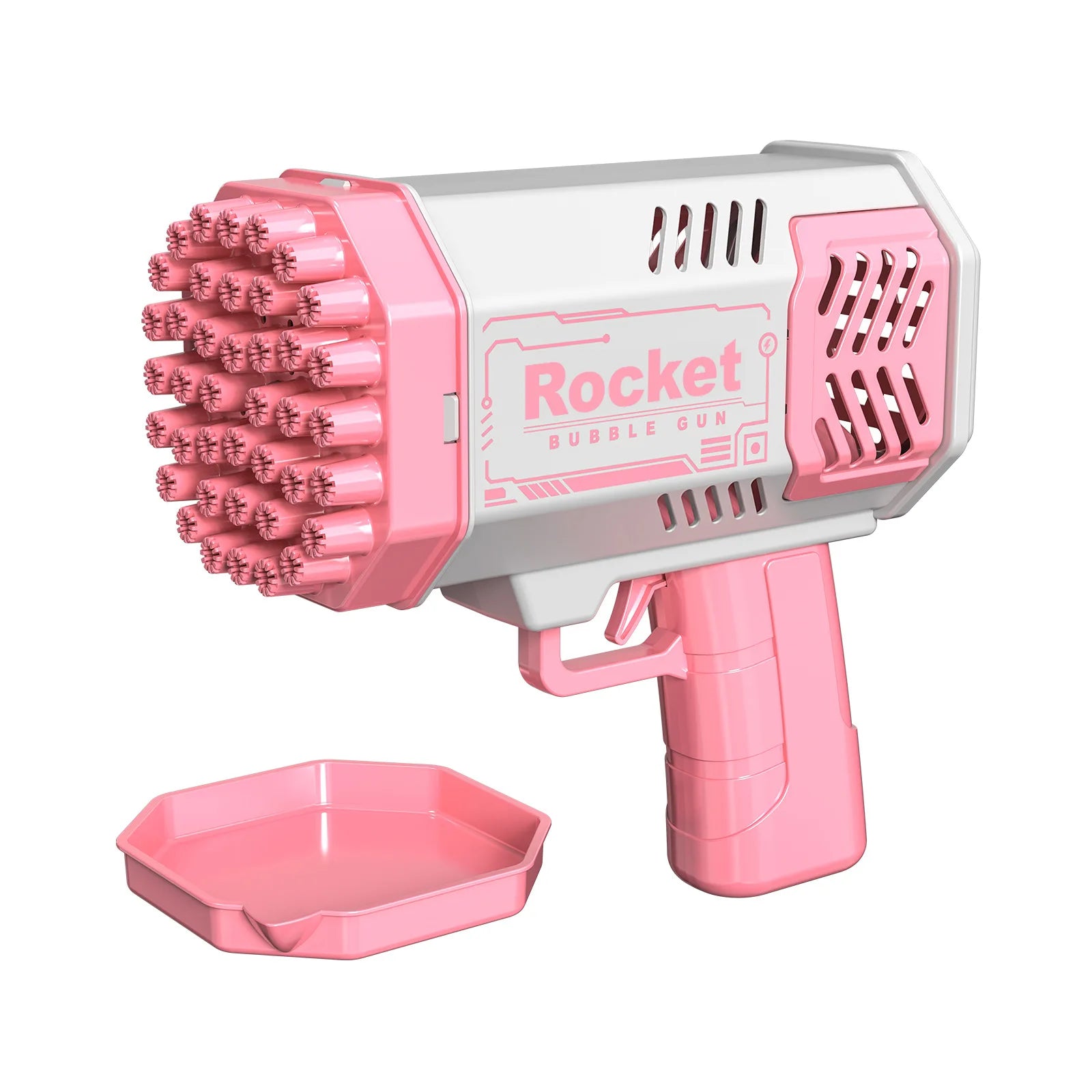 Unisex Summer Outdoor Electric 40 Holes Rocket Automatic Soap Bubble Gun Machine ABS Toy Educational for Kids Years Made Plastic