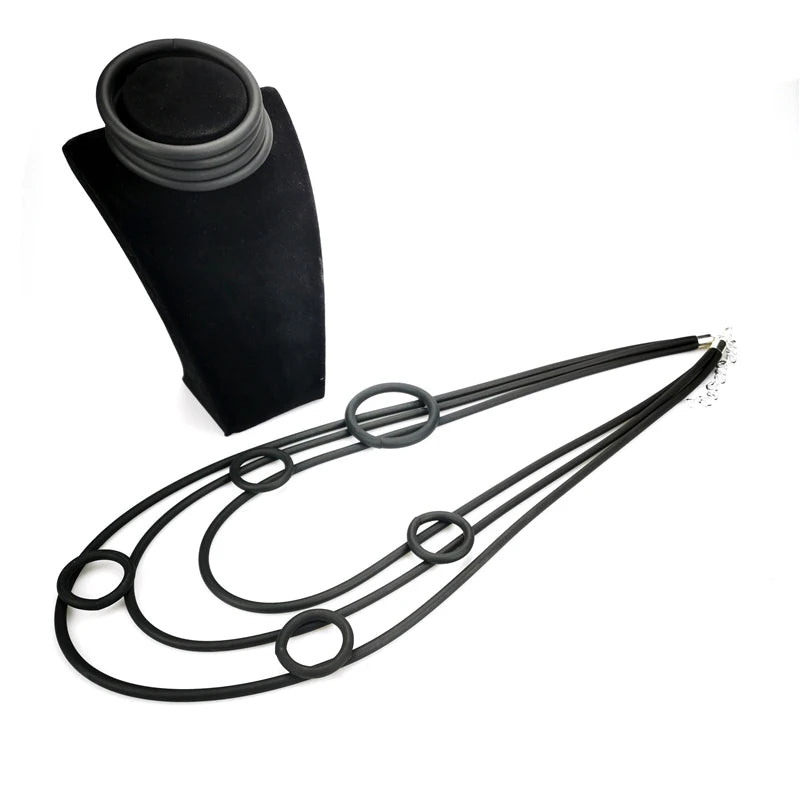 UKEBAY New Women Jewelry Set Ladies Fashion Rubber Necklace And Bracelets Handmade Necklaces Gothic High Street Jewellery Sets