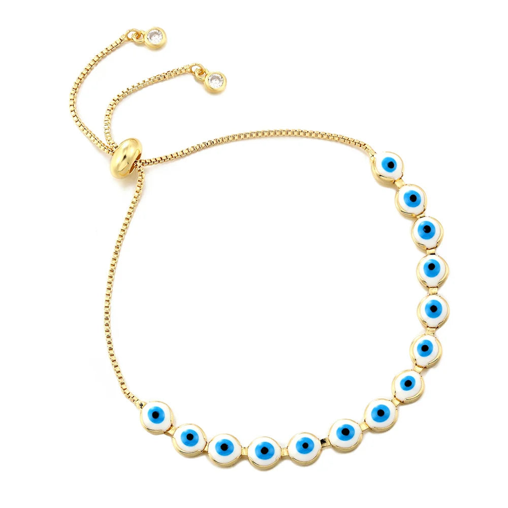 Fashion Lucky Black White Red enamel Eyes Charm Bracelet Eye Beaded Bangle For Women Free Adjustment New Fashion Jewelry Gift