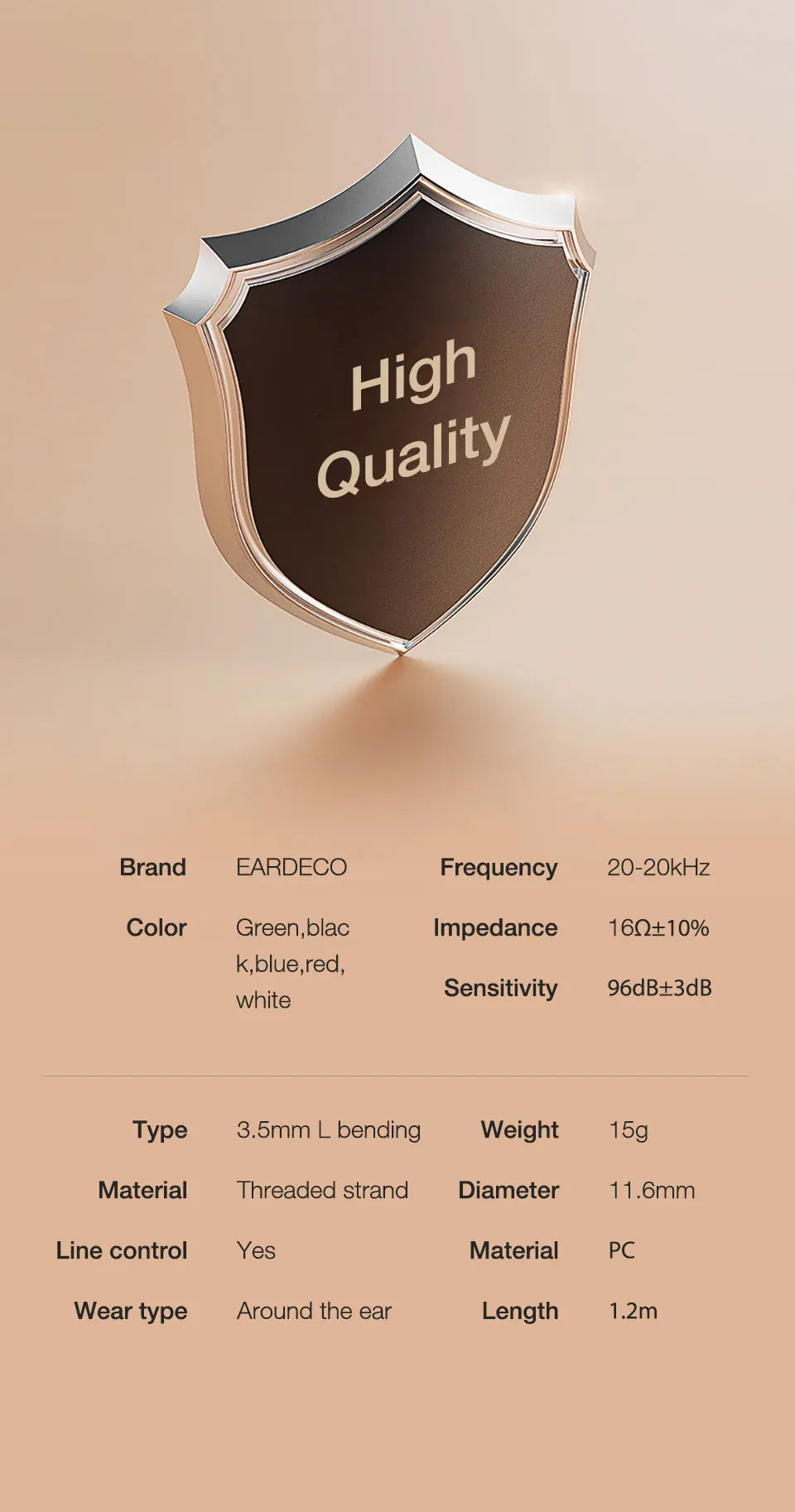 EARDECO HiFi Wired Headphones Heavy Bass In-ear Headphone Headset with Mic Earphone Sport Wire Phone Earbud Headset Stereo