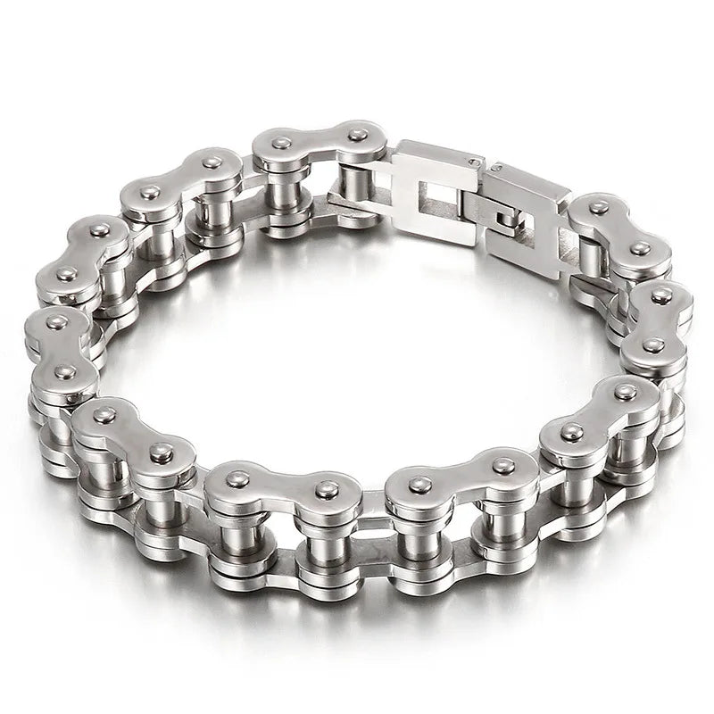 Trendy men's fashion accessories stainless steel bracelet Simple and versatile motorcycle bicycle chain men's jewelry