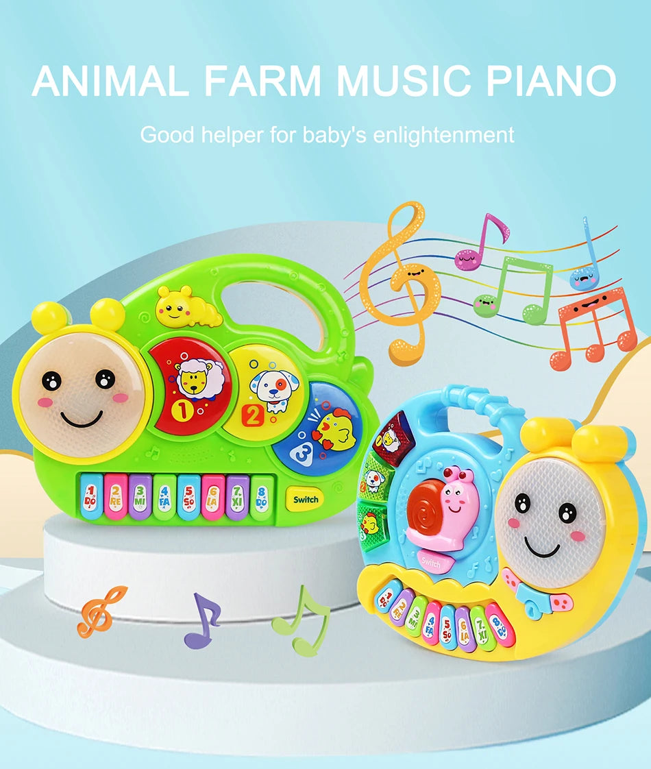 Kid Cartoon Piano Keyboard Game Electronic Multifunctional Toy Animal Sound Flashing Light Baby Instrument Educational Toys Gift