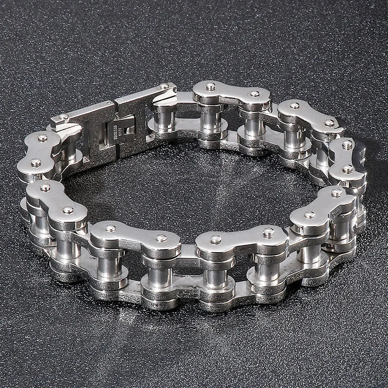 Trendy men's fashion accessories stainless steel bracelet Simple and versatile motorcycle bicycle chain men's jewelry