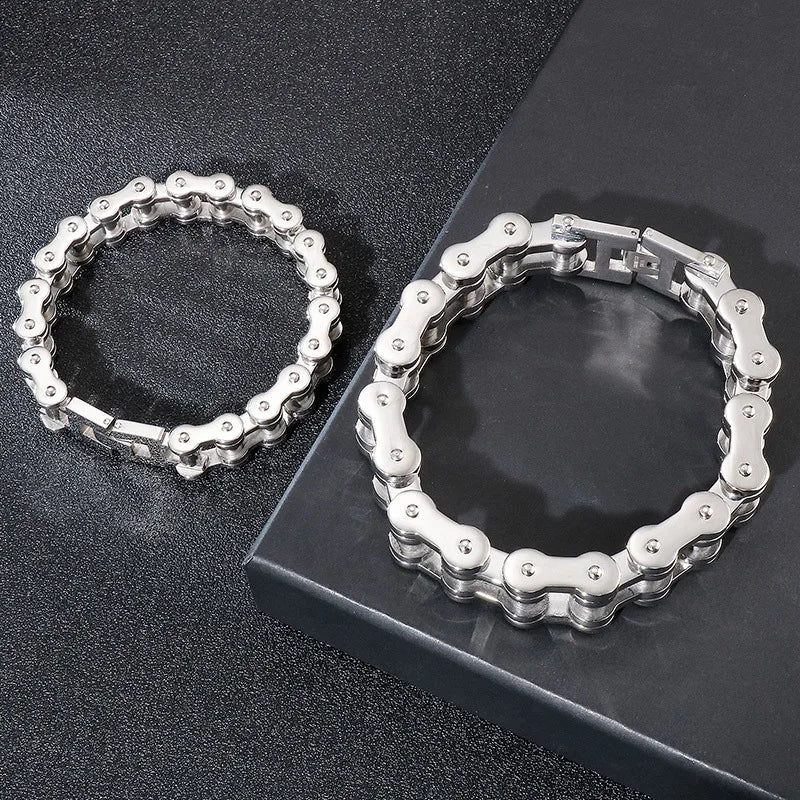 Trendy men's fashion accessories stainless steel bracelet Simple and versatile motorcycle bicycle chain men's jewelry