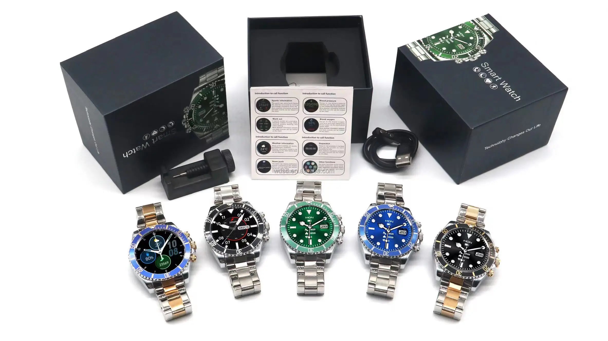 Wedtserha New Fashion Luxury Bt Calling Men Metal Smartwatch Stainless Steel Round Display Aw12 Smart Watch IP68 Waterproof