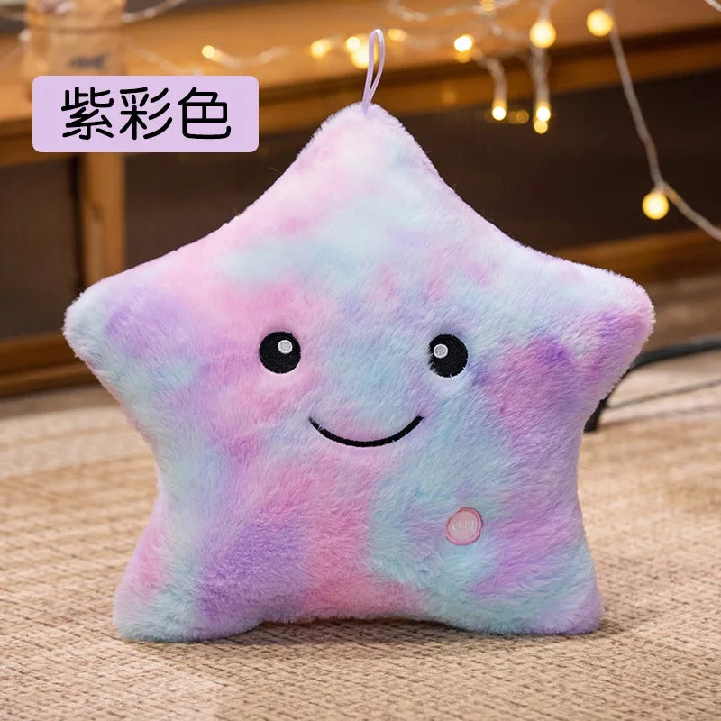Cute Star LED Light Glow in Dark Stuffed Pillow Doll Luminous Pillow Toy with PP Cotton Filling Kids Toys for Children