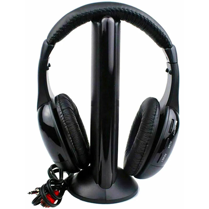 High Quality Headsets 5 IN 1 HIFI Wireless Headphones TV/Computer FM Radio Earphones with Microphone Wireless Receiver MH2001