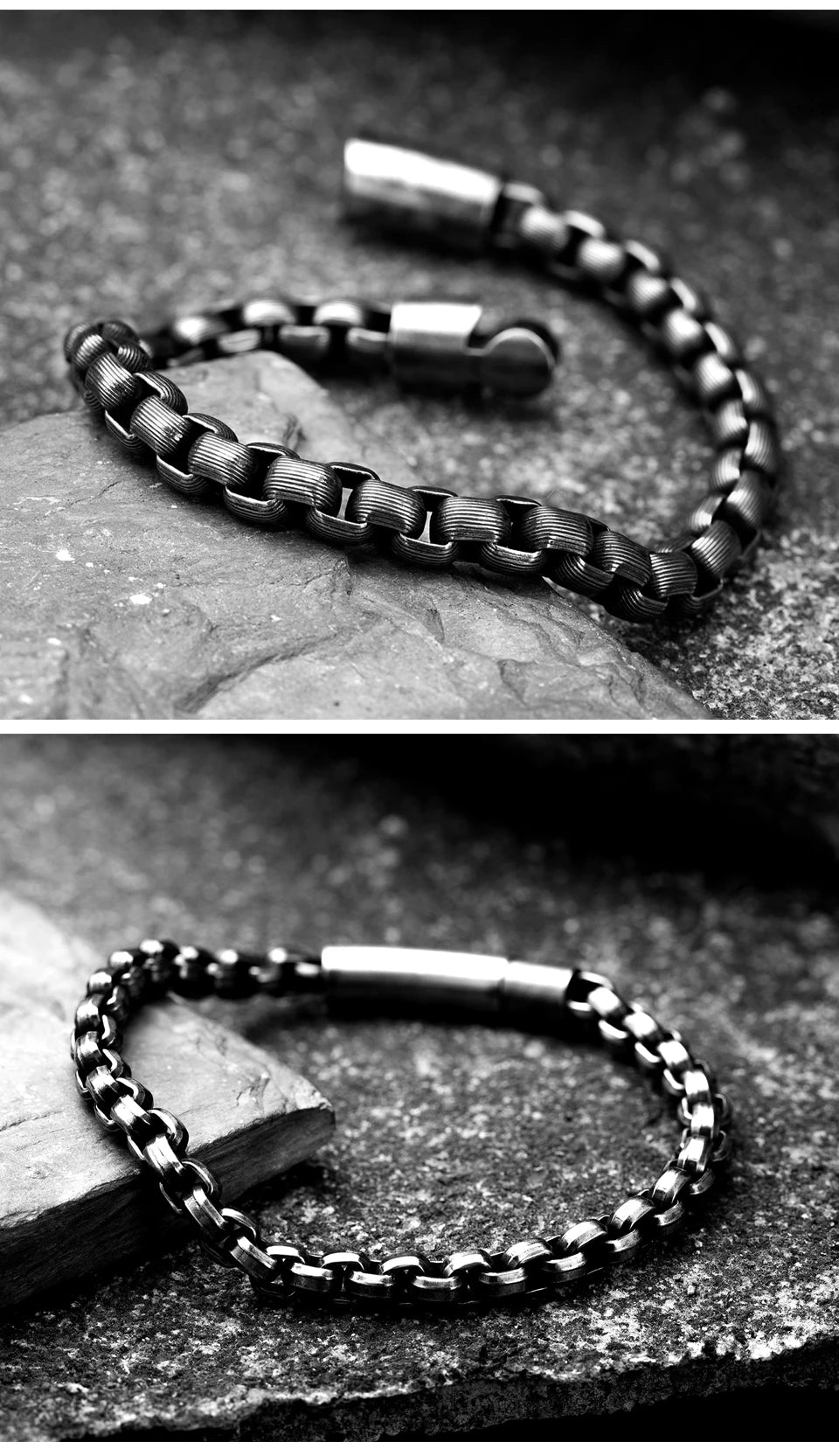 Stainless Steel Bracelet Men Vintage Hand Chain Punk Motorcycle Accessories boy Jewelry Retro Metal Charm Bracelets Friends Gift